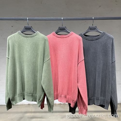 Cashmere Sweater Oversize thick washed retro men's sweater Factory